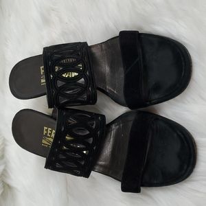 Salvatore Ferragamo heel sandals shoes suede leather size 7.5 B